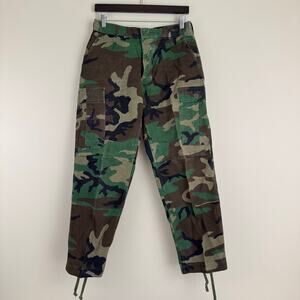 US Military Hot Weather Woodland Camo Combat Pants, Sz Small Regular Rip Stop